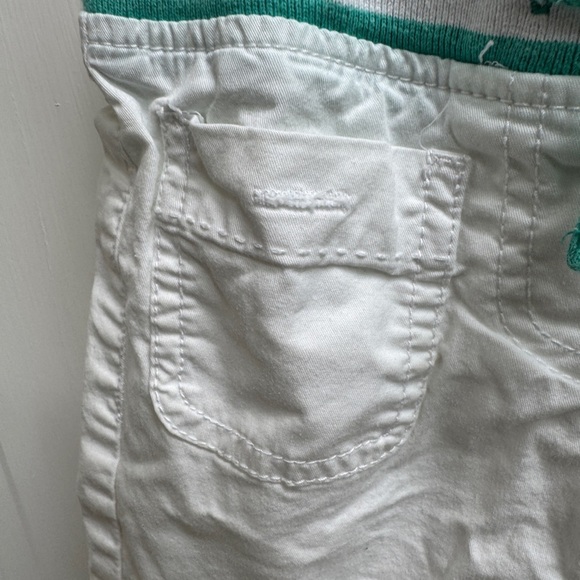 Mini Boden 3T Girls White & Teal Stripe Band Casual Capri Pants - Picture 2 of 5